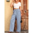 thumbnail image 4 of Jeans de mezclilla con cordón de cintura alta y pierna ancha para mujer, 4 of 7