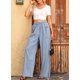 thumbnail image 4 of Jeans de mezclilla con cordón de cintura alta y pierna ancha para mujer, 4 of 7