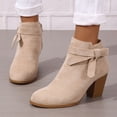 thumbnail image 3 of Rokment Dress Boots for Women Bride Wedding Fall Winter Bow Fashion Pointed Toe Stackable High Heel Ankle Booties Business Office Ladies Short Boots Beige Size 9, 3 of 7