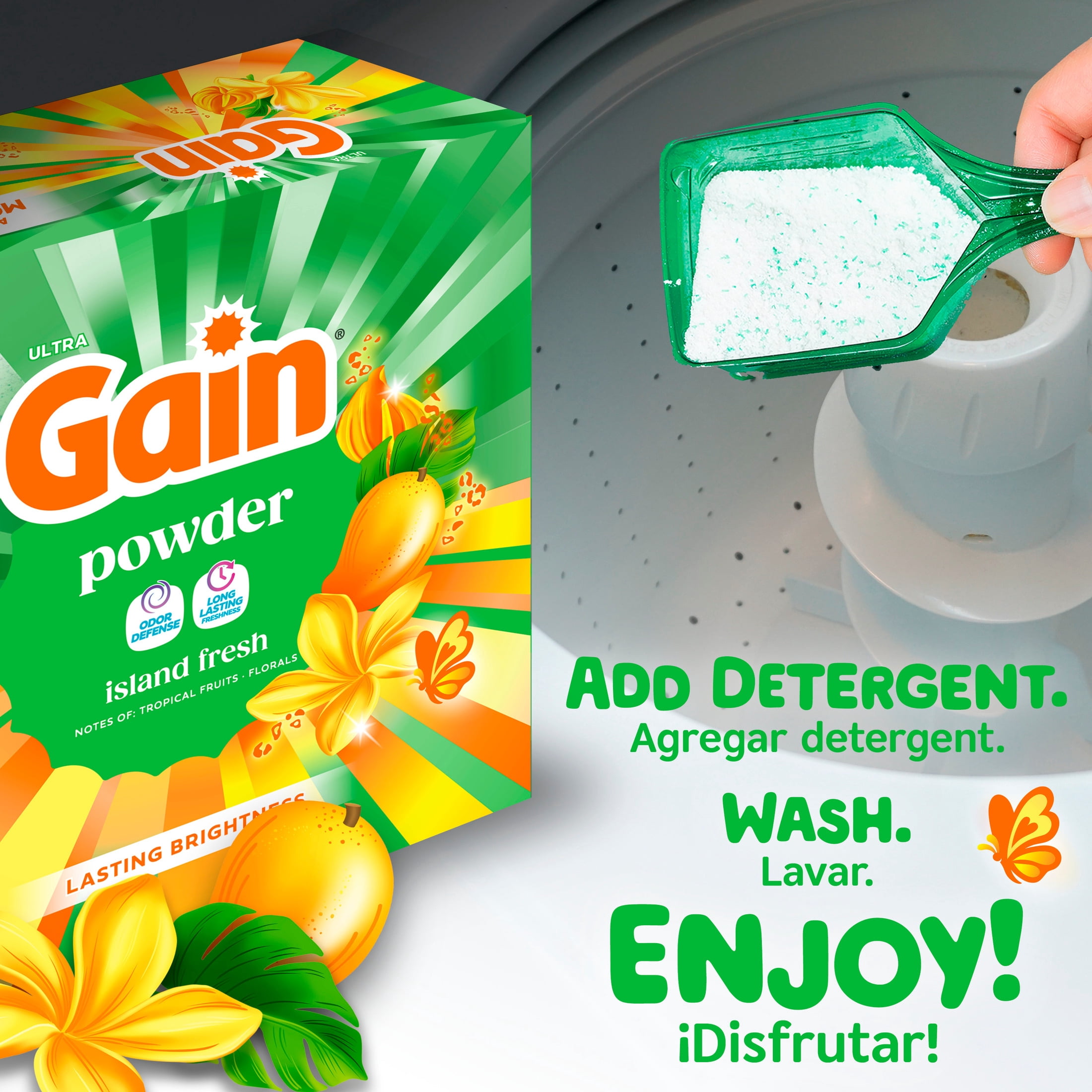Gain Powder Laundry Detergent, Island Fresh Scent, 123 oz, 133 Loads
