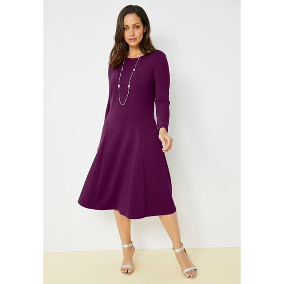 Jessica London Women's Plus Size Long Sleeve Stretch Ponte Dress