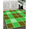 thumbnail image 3 of Ahgly Tapis Rond Lavable en Machine Intérieur Transitionnel Vert Néon, 3 Pieds Rond, 3 of 7