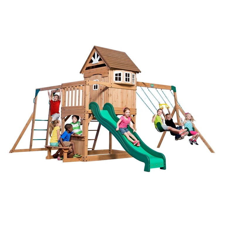 Backyard Discovery Montpelier Cedar Swing Set with Speedy Slide