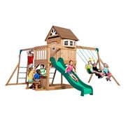 Backyard Discovery Montpelier Cedar Wood Swing Set, Slide, Clubhouse, Monkey Bars