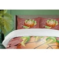 thumbnail image 4 of Ambesonne Brick Wall Duvet Cover Sets, Basketball Cartoon Art, 2-Queen, Coral Orange Lime Green, 4 of 7