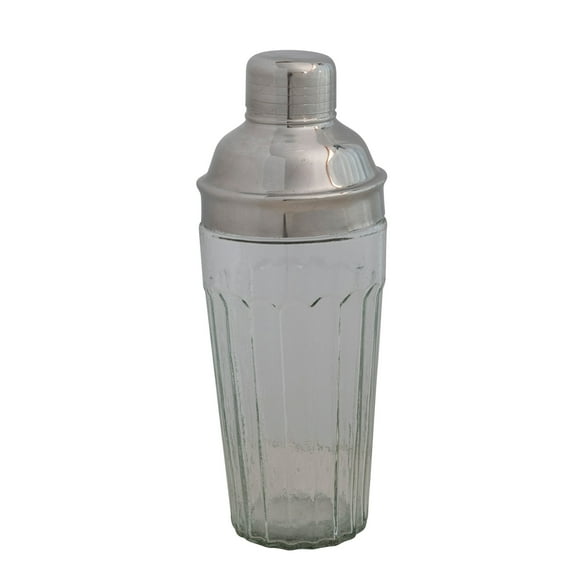 Creative Co-Op Glass Cocktail Shaker with Stainless Steel Lid, Clear