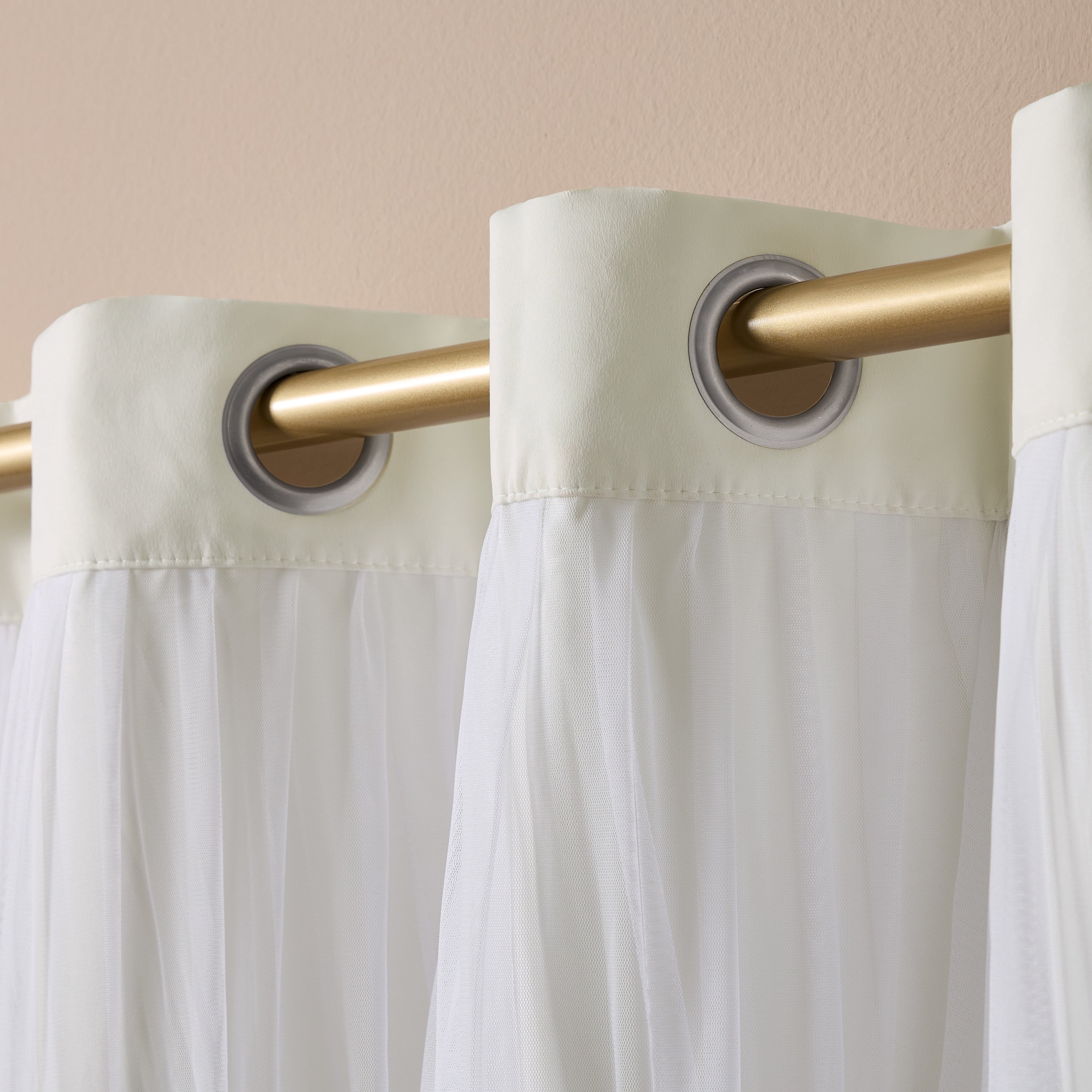 TOWN & COUNTRY LUXE Talia Double Layer Indoor Curtains, Sheer and Room Darkening Blackout, Grommet Top, Energy Efficient, 2-Pack Set, 52"x96", Vanilla