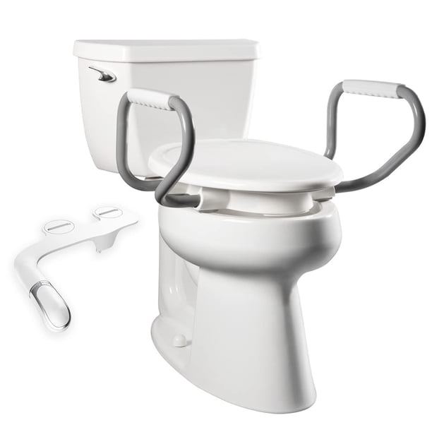Asiento de inodoro Raiser + Bemis Assurance 3 con asas, color blanco