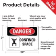 thumbnail image 2 of Confined Space OSHA Danger Aluminum Sign 10 Inch x 7 Inch - 10 Pack, 2 of 8