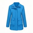 thumbnail image 4 of QHFBli Women's Lightweight Long Softshell Lined Jacket Anorak Raincoat With Removable Hood, 4 of 9