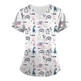 thumbnail image 1 of LSLJS Hauts à Manches Courtes à Col en V pour Femmes, Uniforme de Travail Imprimé avec Poche, Blouse, Hauts, Sarraus pour Femmes Grande Taille, 1 of 4