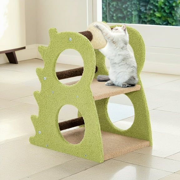 Pefilos 23" Cat Tree Tower for Indoor Cats with Rotatable Sisal Scratching Ball, Cat Scratcher Toy Furniture for Kittens, Green