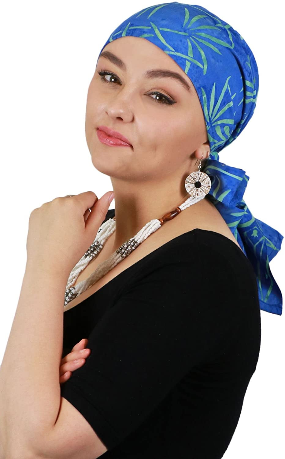 Wearable Art Women's Organic Cotton Headwrap Tropical Fuchsia Floral Print Hair Wrap Turban Hat