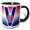 Black/White, variant on 3drose, V 80 with Red White Blue Background Victory in Europe Day Design, 11oz Mug