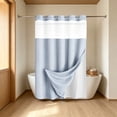 thumbnail image 3 of Bxaolu No Hook Shower Curtain with Snap in Liner Set Waffle Shower Curtain for Bathroom Hotel Quality Fabric Waterproof Inner Liner，71" W x 75" H Bathroom Curtain, 3 of 7