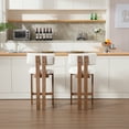 thumbnail image 3 of Guyou Modern Bar Stools Set of 2, 26 Inch Counter Height Bar Stools with Curved Backrest, Sherpa Upholstered Counter Stools, Wooden Kitchen Island Chairs for Kitchen Bar Cafe, White, 3 of 11
