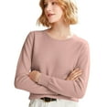 thumbnail image 2 of Women's 100% Merino Wool 2024 Fall Winter First-Line Ready to Wear Long Sleeve Seamless Knit Crewneck Sweater Pink M, 2 of 9