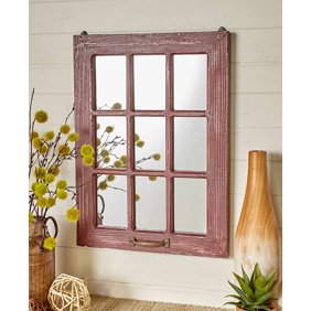 Decorative Farmhouse Worn White Wooden Hanging Wall Mirror