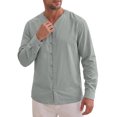 thumbnail image 5 of INSPIRE CHIC Men's Cotton Linen Shirt Long Sleeve Button Down Casual Shirts L Gray, 5 of 6