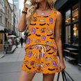 thumbnail image 6 of Women's Halloween Pajamas Matching Halloween Pajamas Halloween Pjs Womens Lounge Set Halloween Pajama Set Summer Pajamas for Women Set 2 Piece Pjs Sets Sleeveless Sleepwear, Saffron, 3XL, 6 of 6