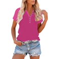 thumbnail image 2 of Tsesme Women’s Buttoned V-Neck T-shirt Fashion Raglan Short Sleeve Tops Summer Lightweight Casual Tees, 2 of 8