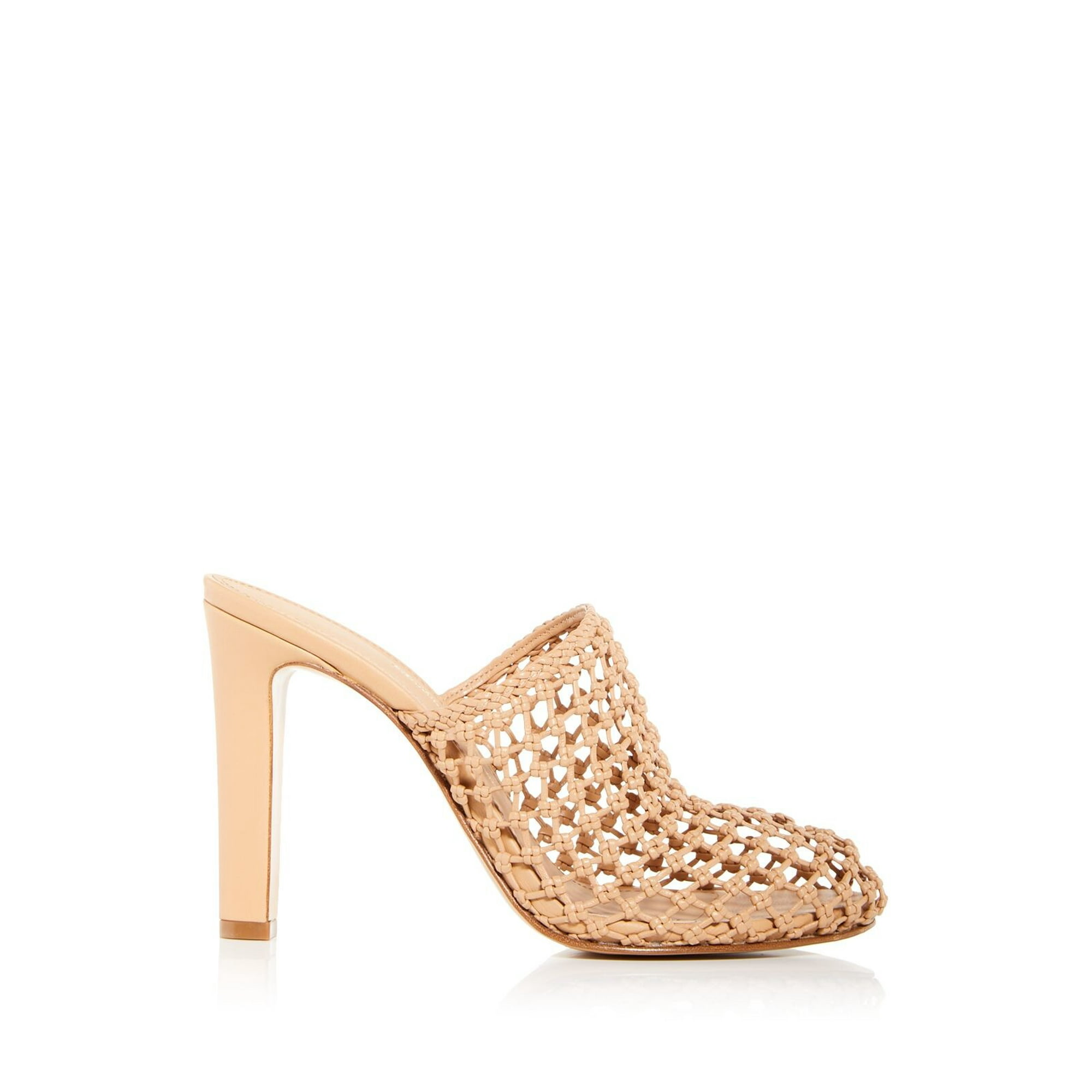 SALVATORE FERRAGAMO Womens Beige Caged Strappy Ellas Round Toe Block Heel Slip On Heeled Sandal 11