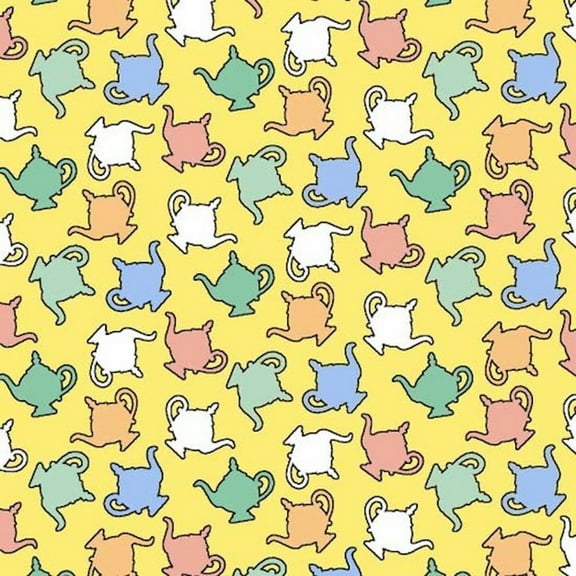 Thirties Reproduction - Blank Quilting 30's Retro Charm 8795-44 Teapots - Yellow