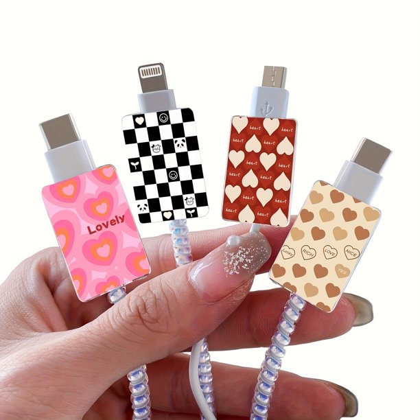1 juego de lindas fundas protectoras for cables de datos con flores y frutas | adecuado for soporte de cable de carga de teléfono móvil Apple IOS | diseño anti-rotura