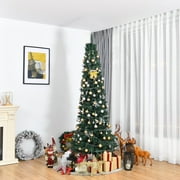 Costway 8Ft PVC Artificial Pencil Christmas Tree Slim Stand Green