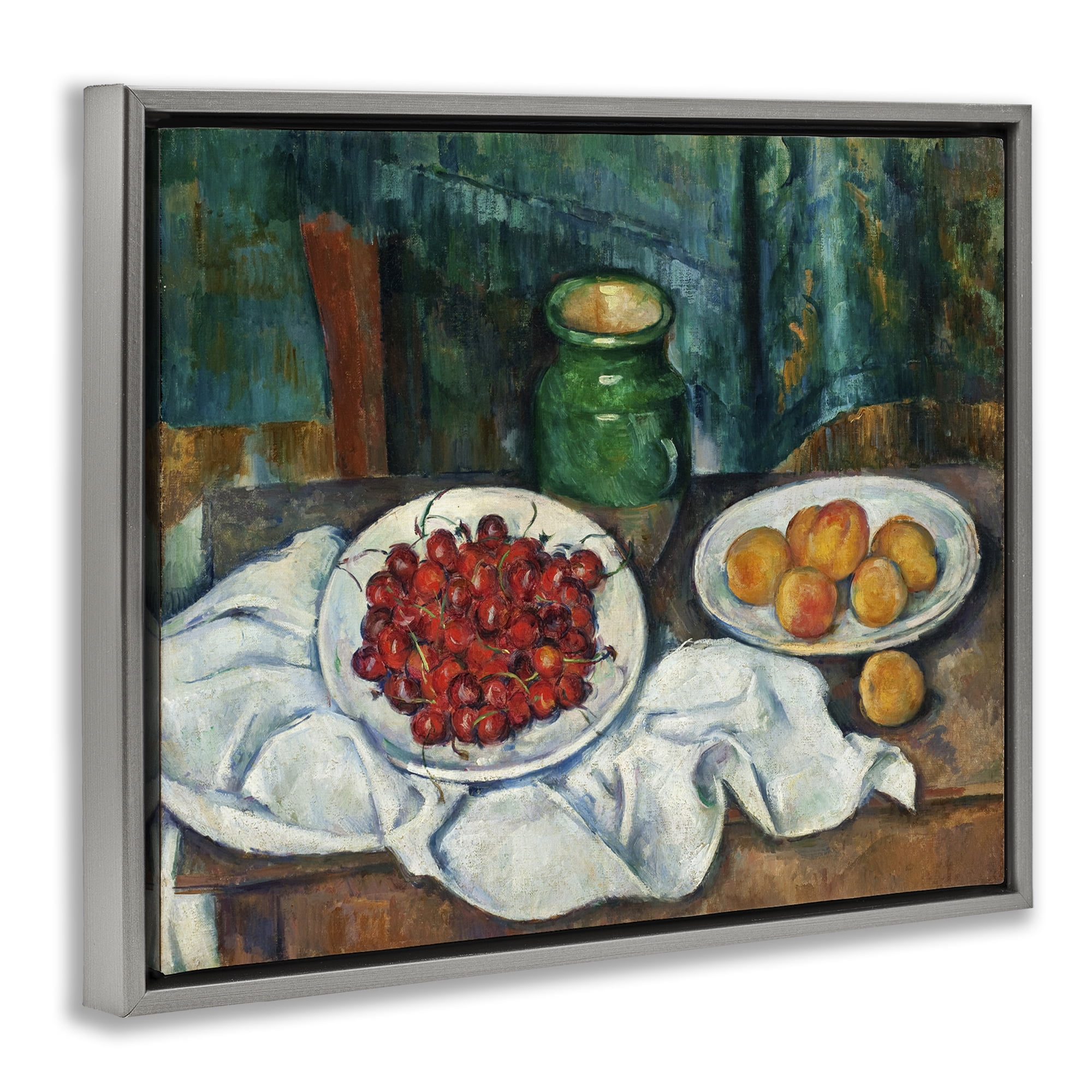 Stupell Industries Classical Fruit Still Life Food & Beverage Painting Gray Floater Framed Canvas Art Print Wall Art, 31 x 25