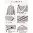 thumbnail image 5 of DOKOTOO Womens Blouses Lace Trim V Neck Waffle Knit Tops Long Sleeve Casual Loose Fit Work Office Shirts S-2XL, 5 of 8