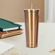 thumbnail image 3 of Vaso de paja de acero inoxidable, taza de café, 750ml, gran capacidad, aislamiento al vacío, portátil, regalo, acero inoxidable 304, dorado, 3 of 3