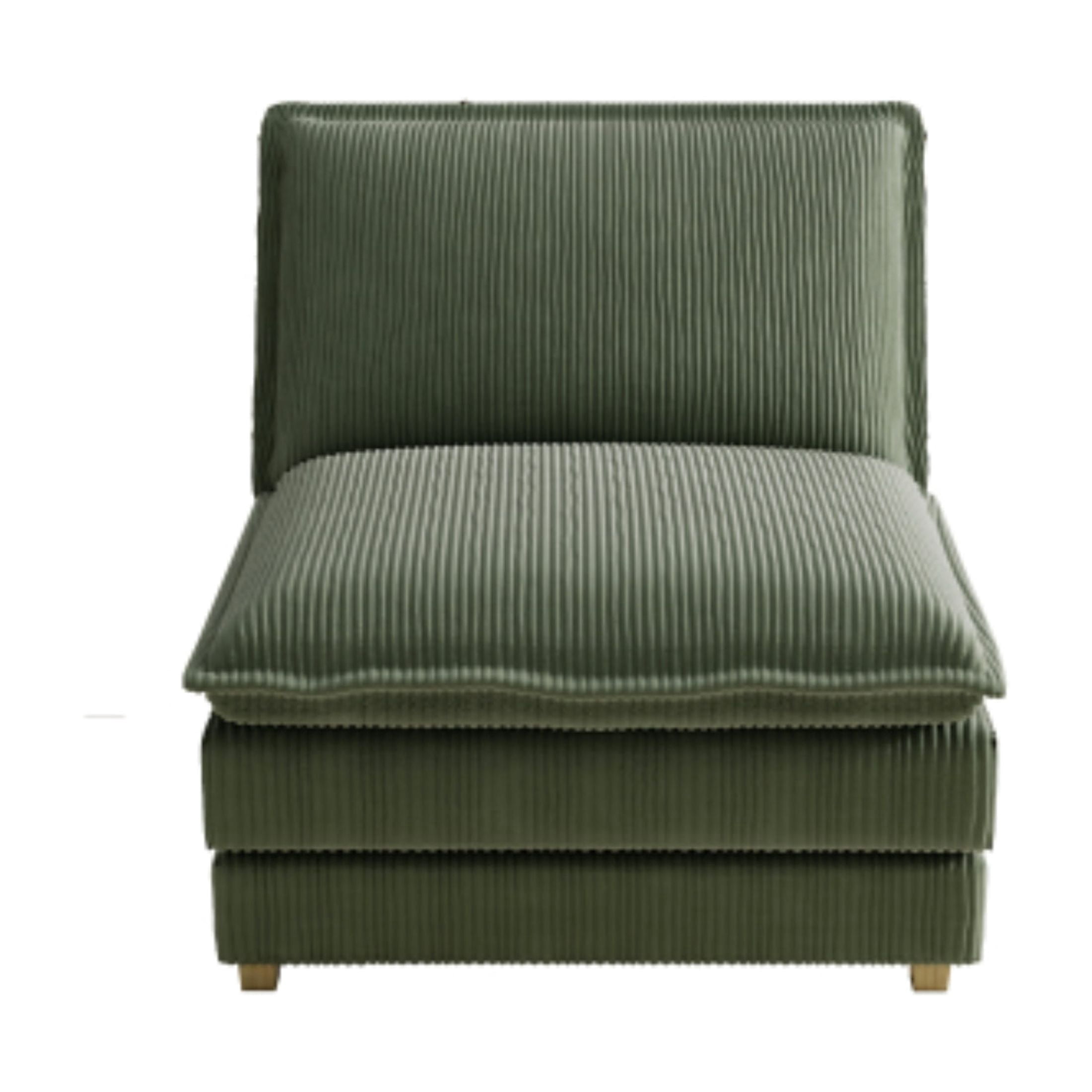 Vinform Upholstered Armless Sofa Chair, Compose 2/3/4 Seat Couch, Green