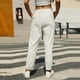thumbnail image 5 of Pantalones informales de lino lisos para mujer con cintura elástica y cordón, 5 of 7