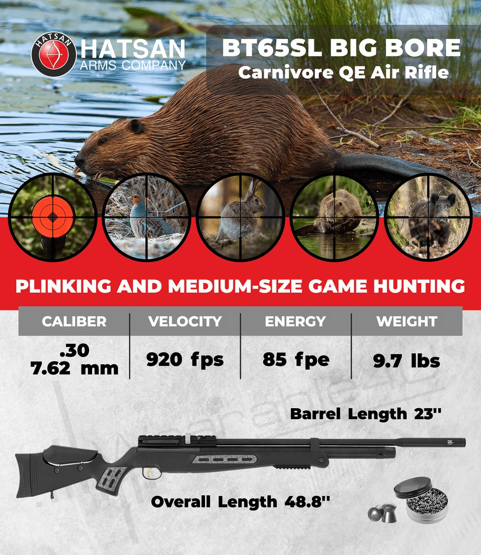 Hatsan Carnivore 2.0 PCP 30 Caliber Pellet Air Rifle