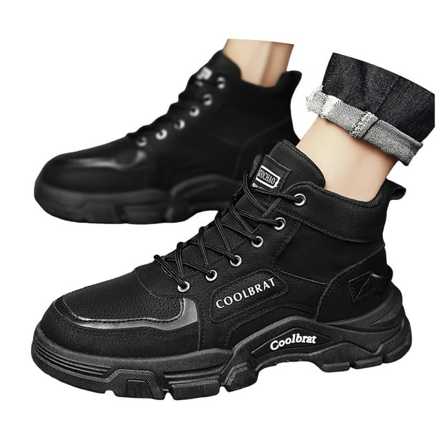 Leozcaa Men's Orthopedic Mid Trekking Hiking Boots Comfortable Ankle Support Work Walking Running Shoes