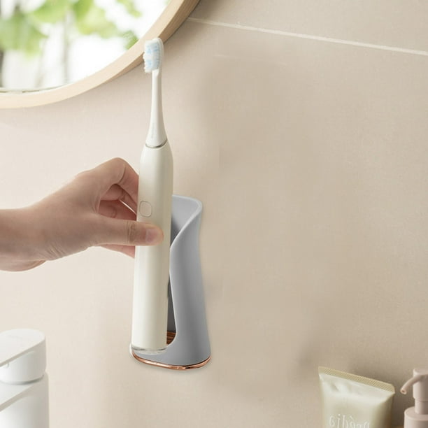 Portacepillos de pared | Organizador autoadhesivo para cepillos de dientes con orificio de drenaje | Estante de baño de poliéster resistente para cepillos de dientes eléctricos y manuales | Fácil de