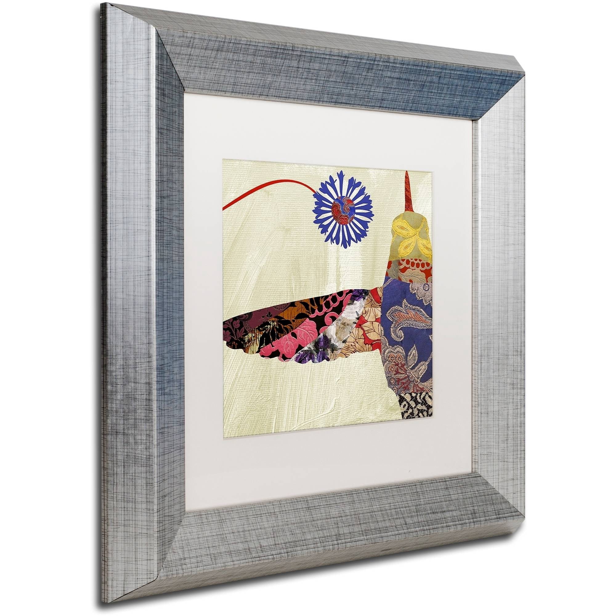 Trademark Fine Art "Hummingbird Brocade I" Canvas Art by Color Bakery White Matte, Silver Frame