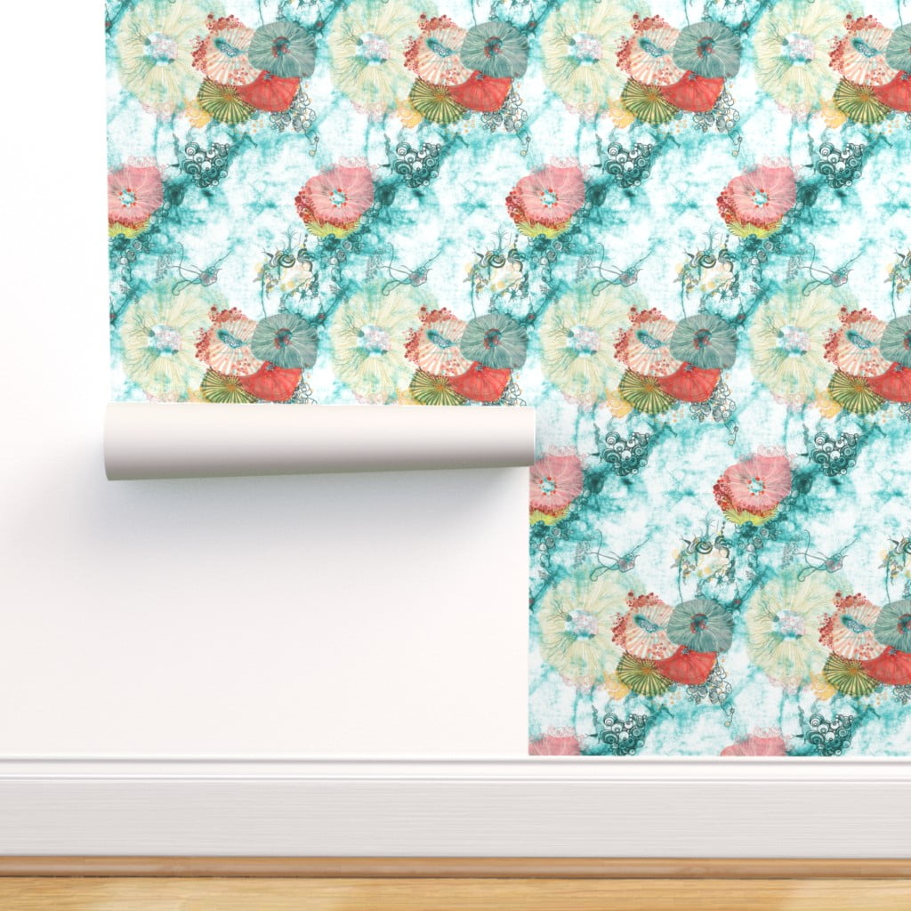 Removable Water-Activated Wallpaper Coral Octopus Fish Ocean Coral Reef Nautical 