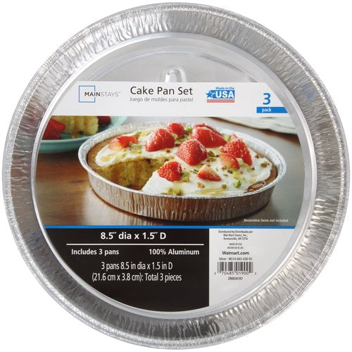 Mainstays 8.5" x 1.5" Aluminum Disposable Cake Pans, 3 Count Walmart