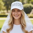 thumbnail image 7 of Vjnyvs Rhinestones Embellished Bride Baseball Hat With White Tulle Veil Wedding Headpiece For Bridal Party Bride And Bridesmaid Caps, 7 of 7