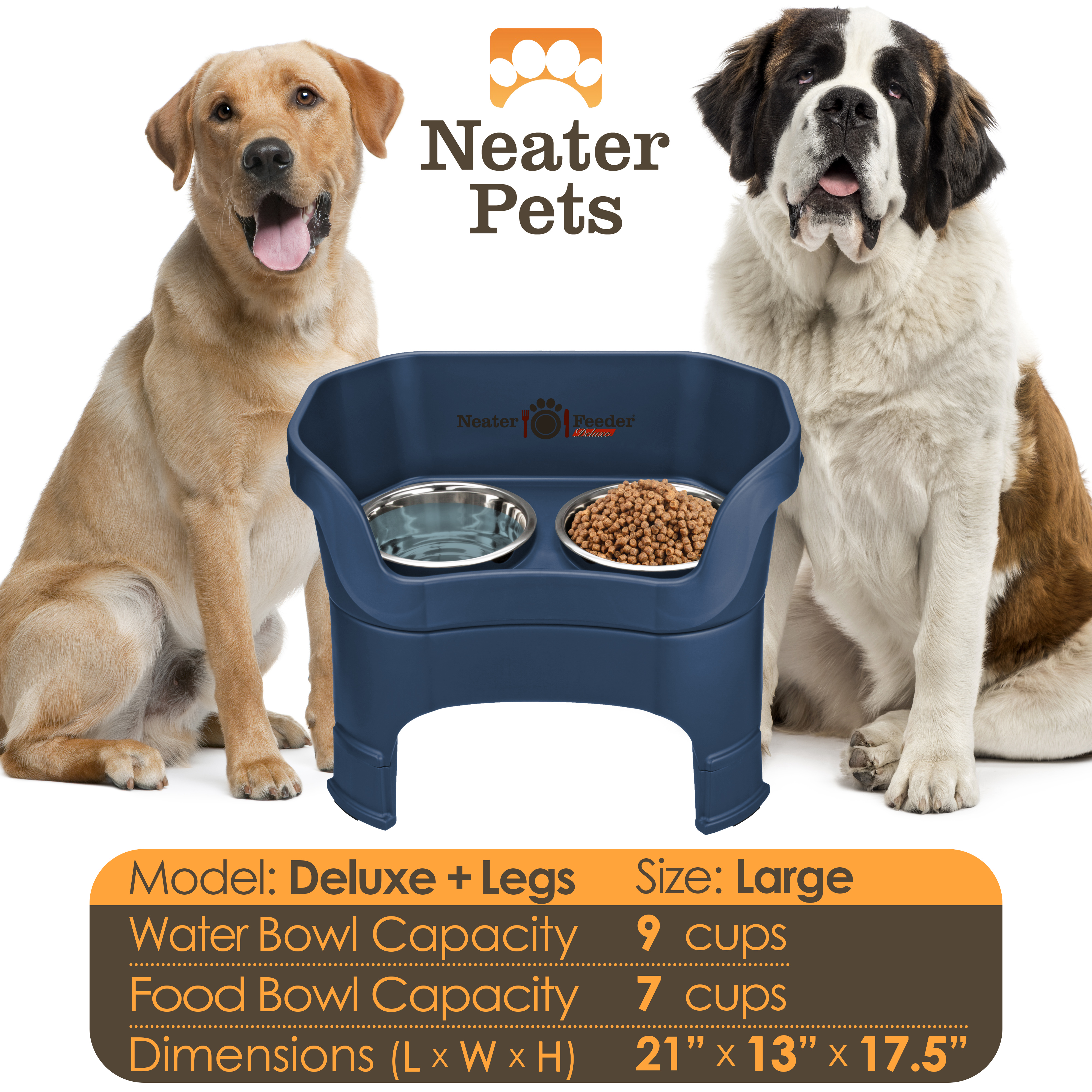 Neater Pet Brands Neater Feeder Deluxe, Dark Blue Large photo 3