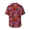 thumbnail image 5 of KLL Red Lips Kissing Print Men's Shirt Short Sleeve Button Down Summer Cuba Beach Shirts- Large, 5 of 5