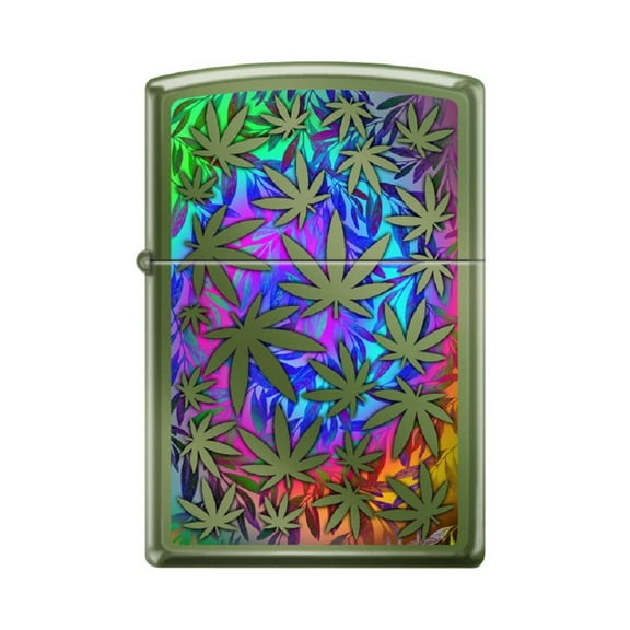 Zippo Lighter - Personalized Custom Message Engraved on Back for Leaf Designs Windproof Zippo Lighter (Leaf Chameleon #Z6030)