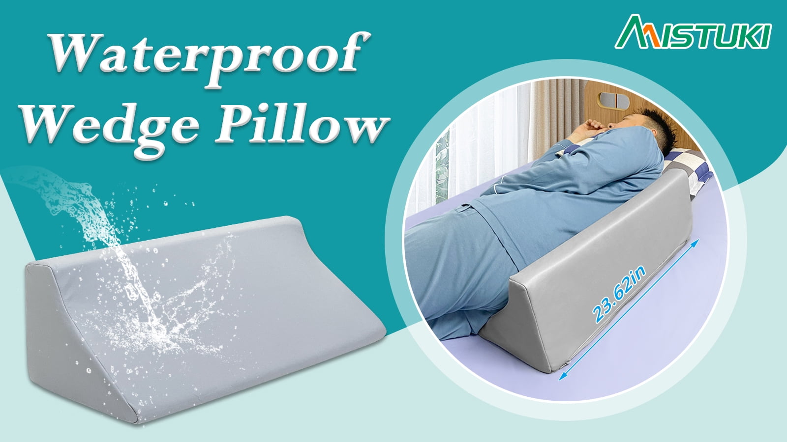 Wedge Support Pillow for Bed – Comfortable Positioning Cushion for Elderly, Post-Surgery Recovery, and Bedridden Users, Non-Slip Design with Waterproof Cover