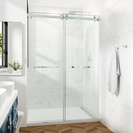 Cozy 60"x 76" Frameless Double Slide Shower Door 3/8" Tempered Glass