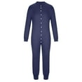 thumbnail image 2 of Mens Onesie,One Piece Long Sleeve Onesie Henley Jumpsuit Stretchy Cotton Sleepsuit Button Down Solid Color Slim Fit Nightwear Underwear Pajamas Bodysuit UK Size 10-16, 2 of 4