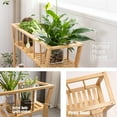 thumbnail image 3 of Plant Stand Indoor Bamboo Potted Plant Shelf Table 2 Tier Tall Window-sill Pot Organizer Holder, Sofa Side Entryway Table for Living Room 37.4"x11", 3 of 6