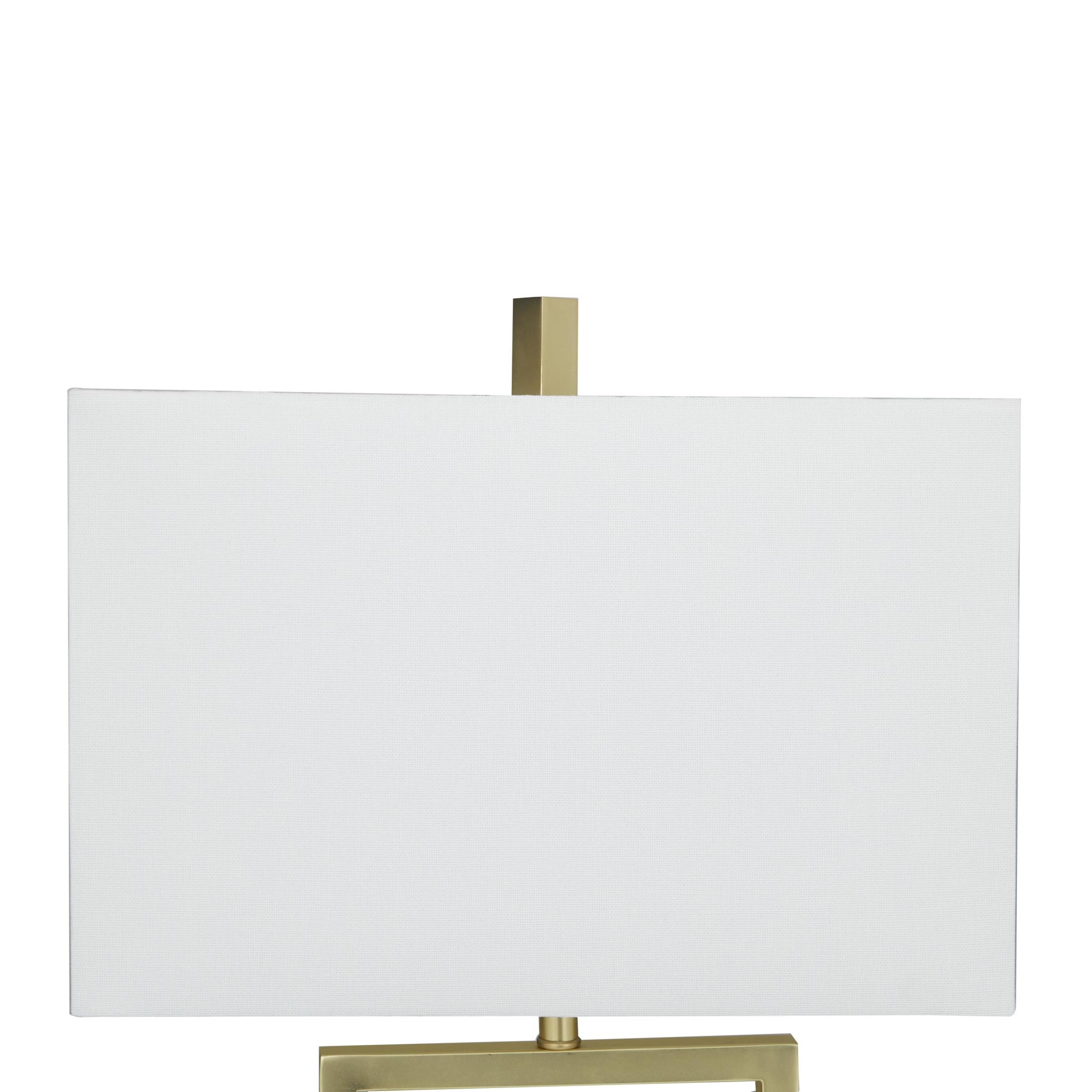 CosmoLiving by Cosmopolitan 27" Geometric Gold Table Lamp with Cream Linen Shade