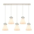 thumbnail image 3 of Innovations Lighting  Newton Cone - 5 Light 8" Cord Hung Linear Pendant Polished Nickel/White, 3 of 5